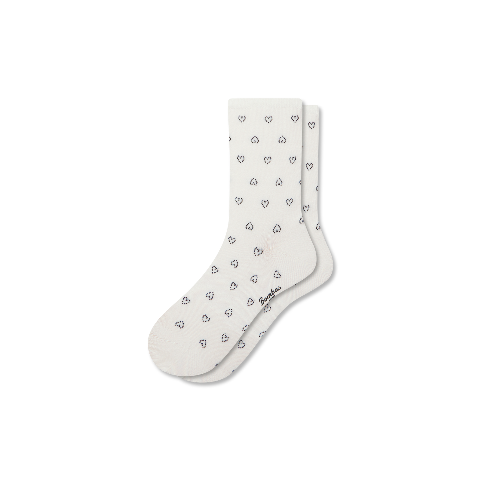 Lightweight Half Calf Socks - white heart L [10083]