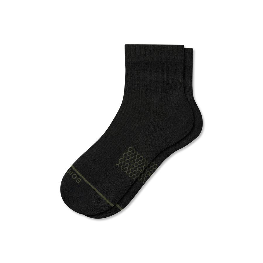 Women's Merino Wool Blend Modern Rib Quarter Socks - Breathable Lounge Support