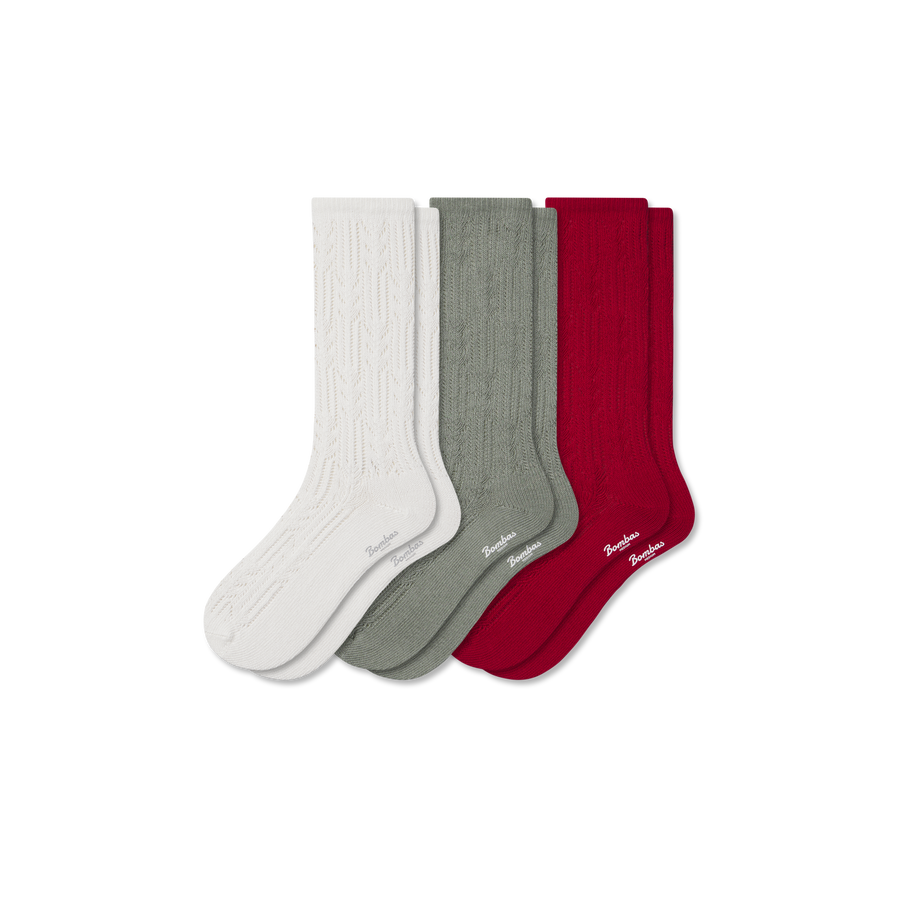 Women’s Pointelle Calf Sock 3-Pack - Steady School Rotation