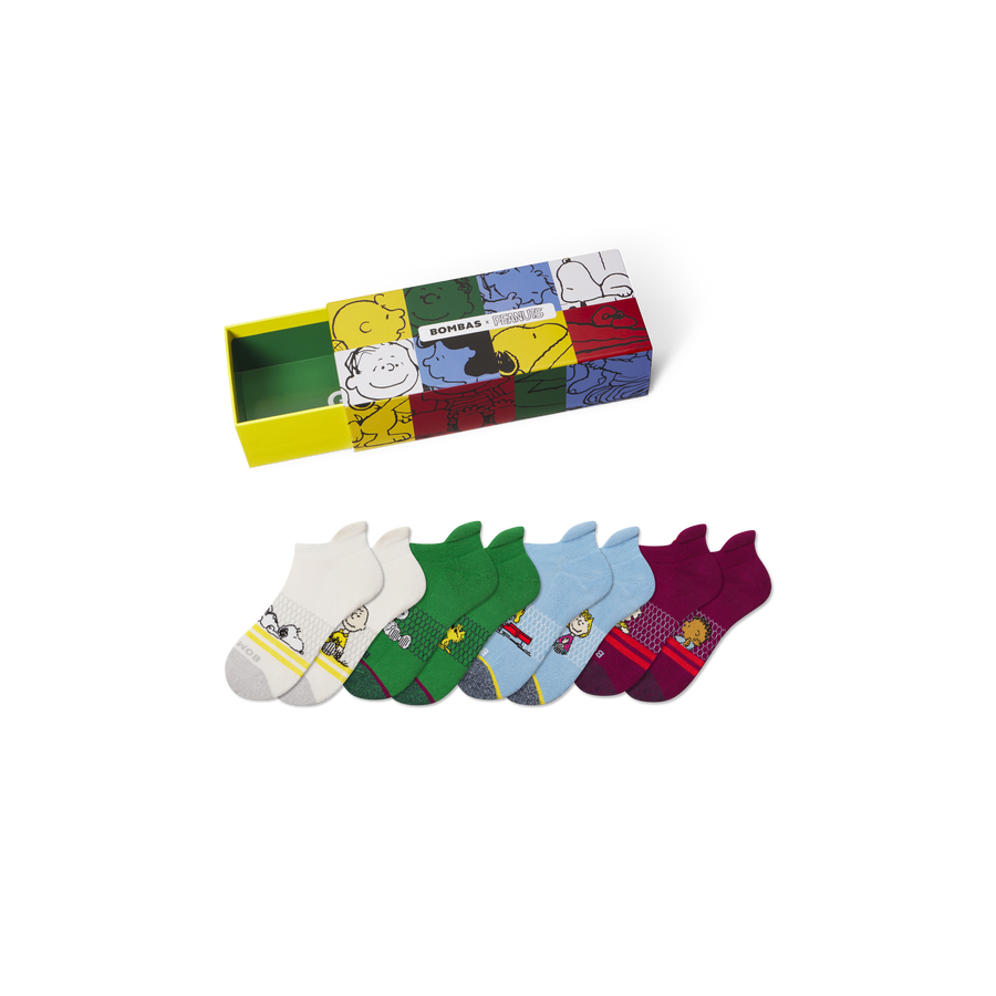 Peanuts x Bombas: Youth Ankle Sock 4-Pack Gift Box - Ready Choice