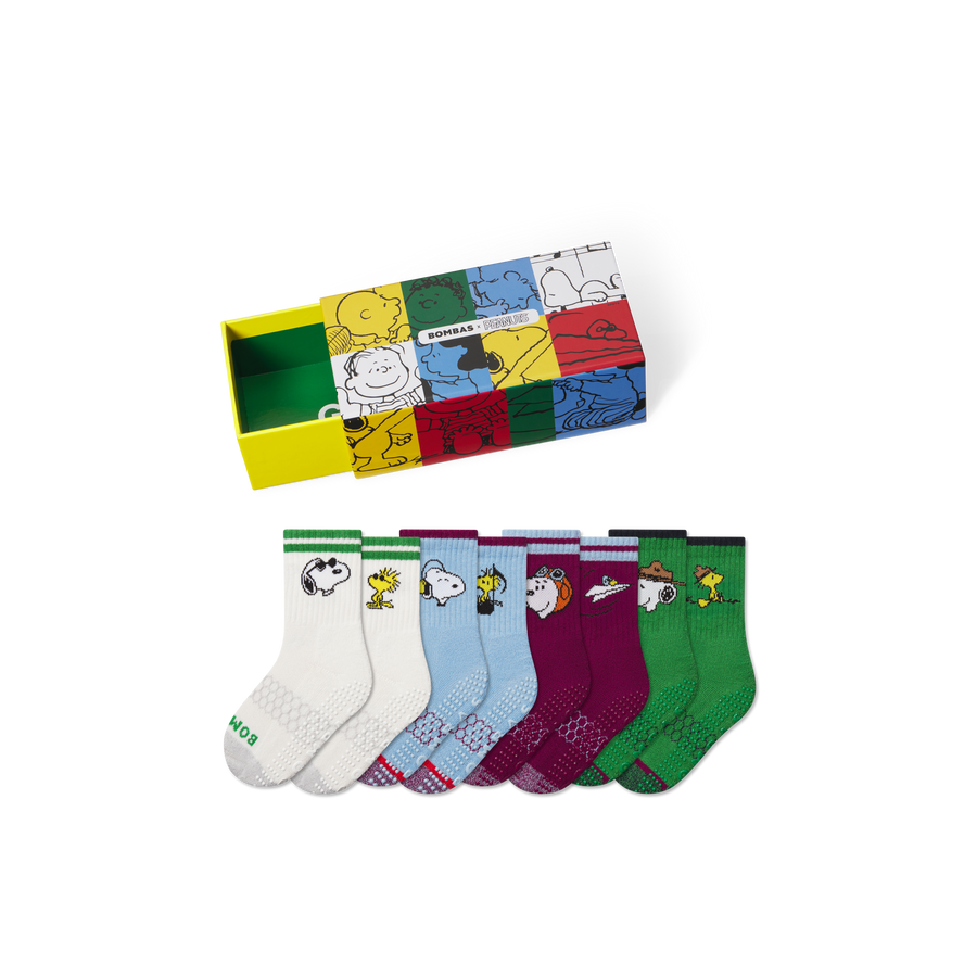 Peanuts x Bombas: Junior Gripper Calf Sock 4-Pack Gift Box - Family Travel Setup