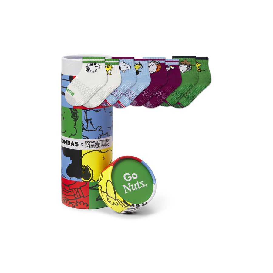 Peanuts x Bombas: Toddler Gripper Calf Sock 4-Pack Gift Box - Family Travel Wrap