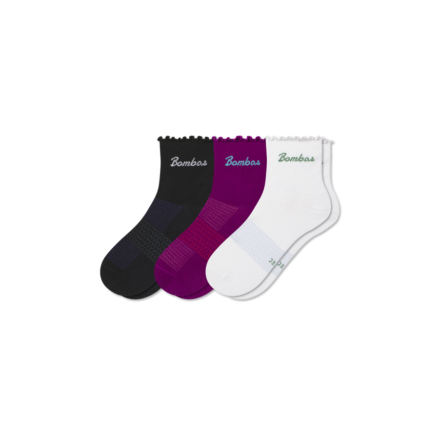 Women’s UltraLite Ruffle Sport Quarter Sock 3-Pack - Modern Hike Rotation