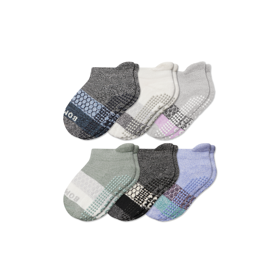 Toddler Tri-Block Gripper Ankle Sock 6-Pack - Steady Ankle Move