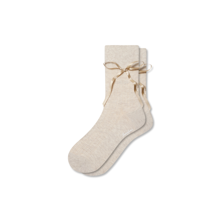 Women’s Pointelle Bow Half Calf Socks - Easy Crew Wear