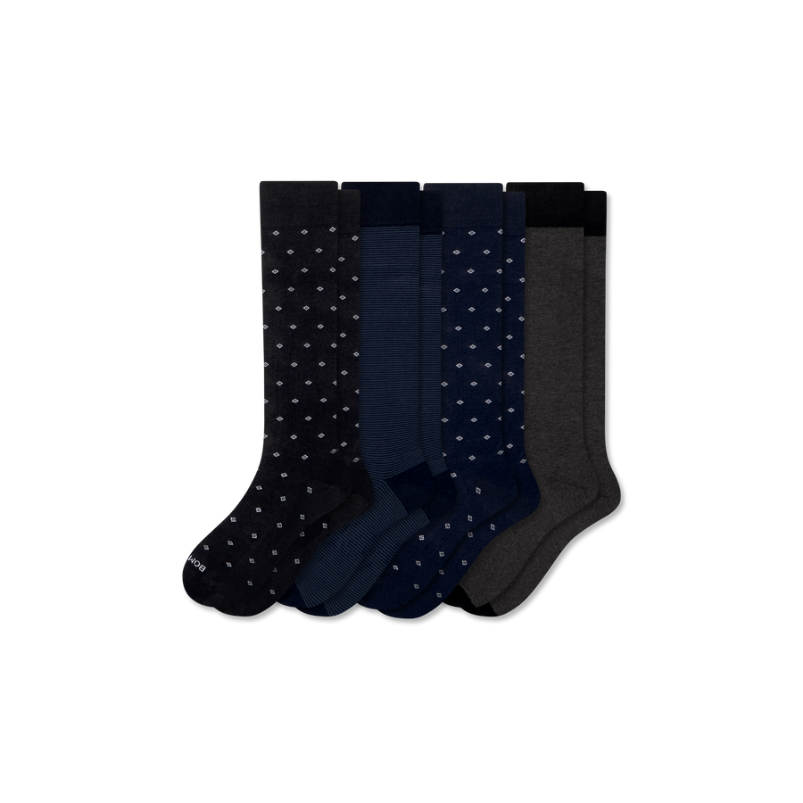 Men's Dress Over the Calf Sock 4-Pack - Run No Show Step