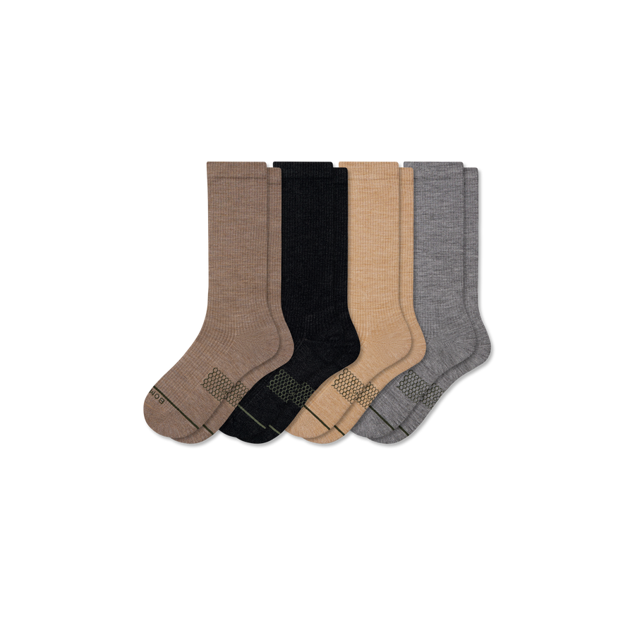 Men's Merino Wool Blend Modern Rib Calf Sock 4-Pack - Classic Home Wear