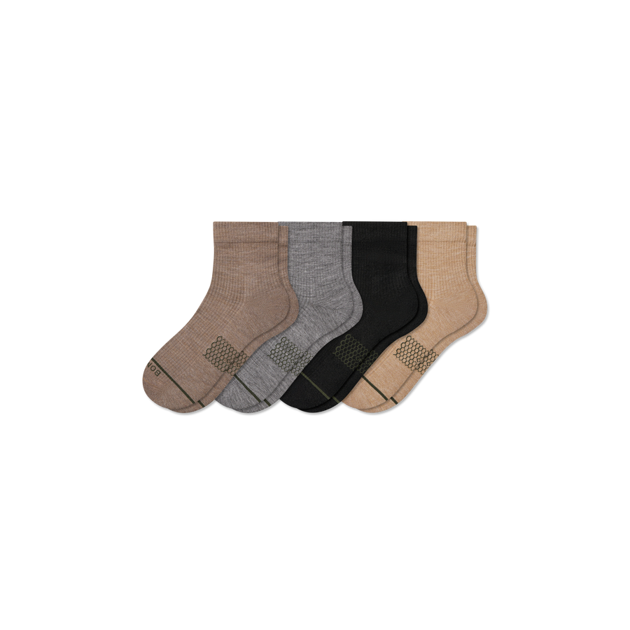 Women's Merino Wool Blend Modern Rib Quarter Sock 4-Pack - Classic Trail Pair