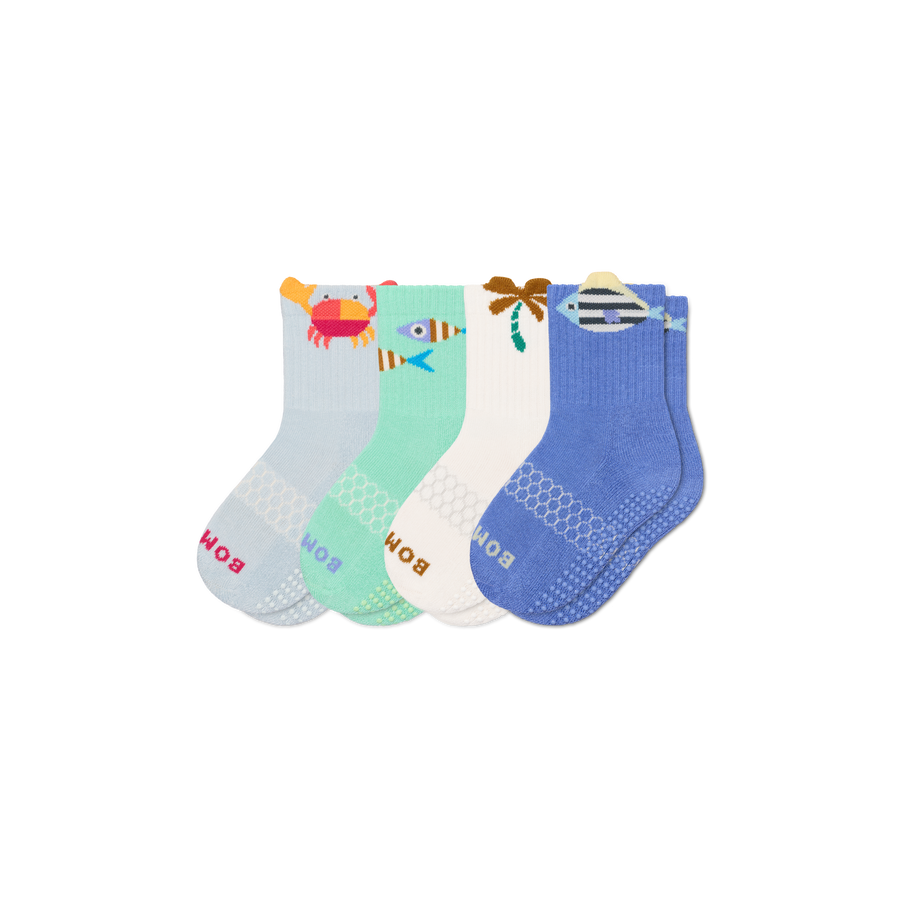 Junior Seaside Gripper Calf Sock 4-Pack - Steady Office Wear