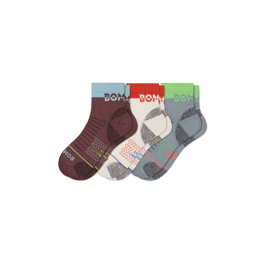 Men's Merino Wool Blend Hiking Quarter Sock 3-Pack - Daily Crew Fit