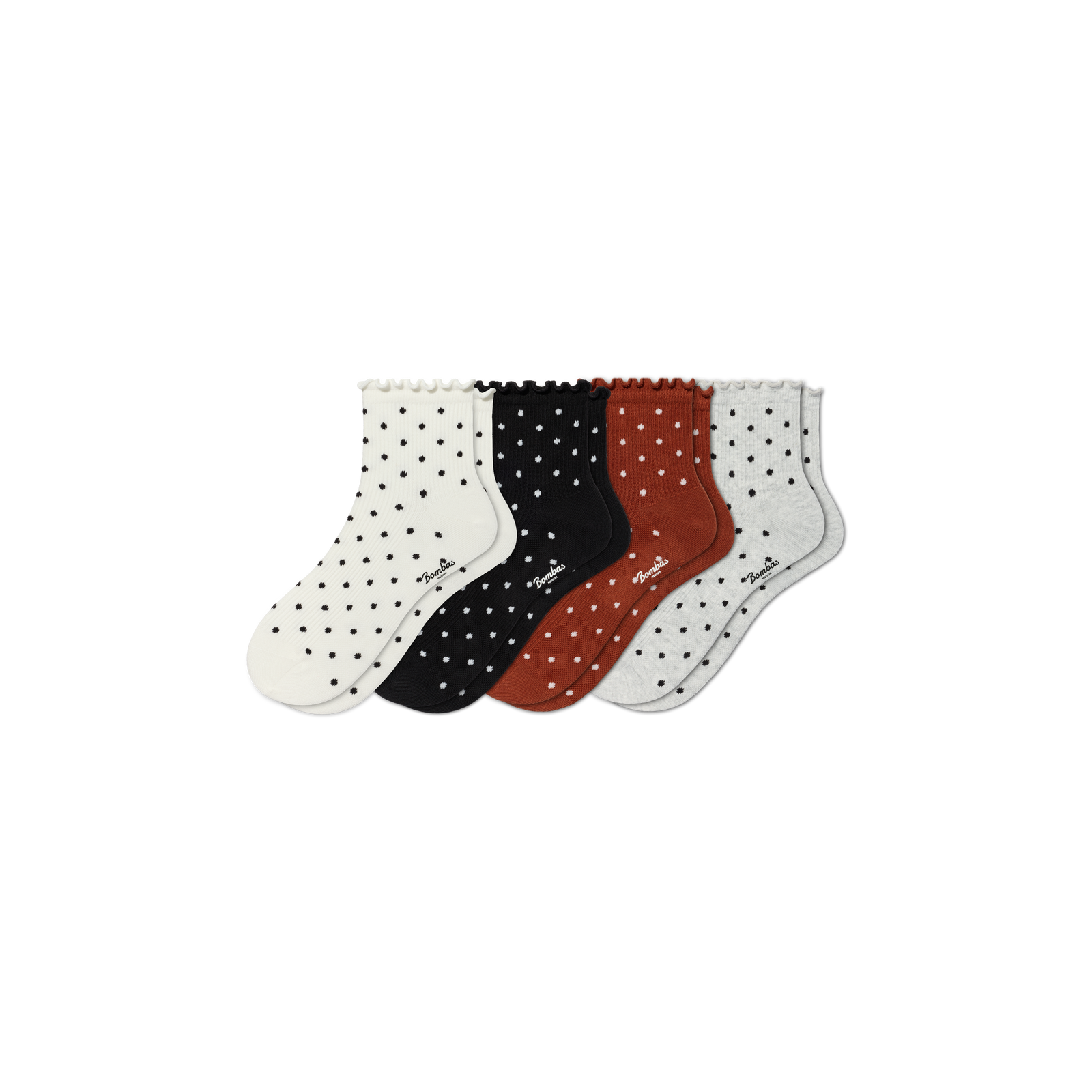 Ruffle Rib Quarter Socks - Polka Dot Mix L [11323]