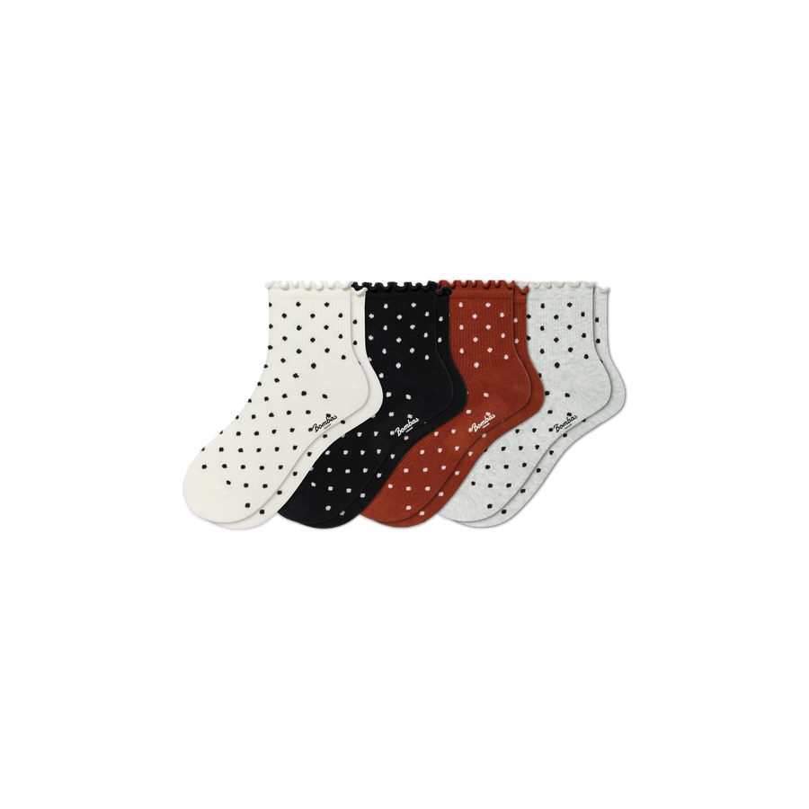 Women's Ruffle Rib Quarter Sock 4-Pack - Steady Low Cut Comfort