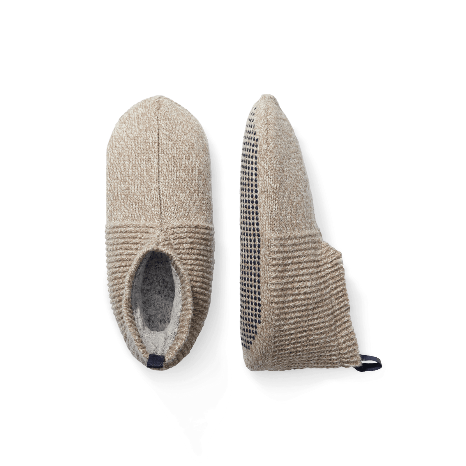 Marl Gripper Slipper Taupe L Front + Side