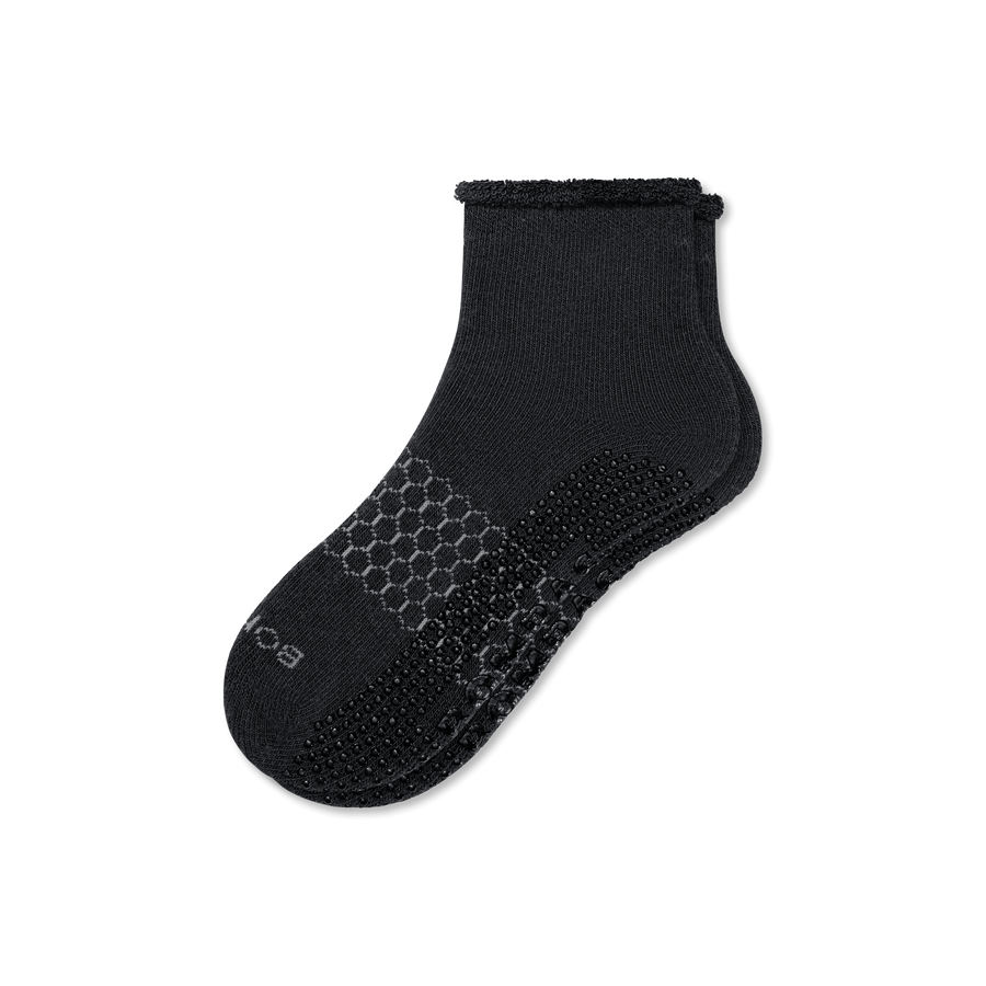 Men's Merino Wool Blend Roll-Top Gripper House Socks - Modern Ankle Step