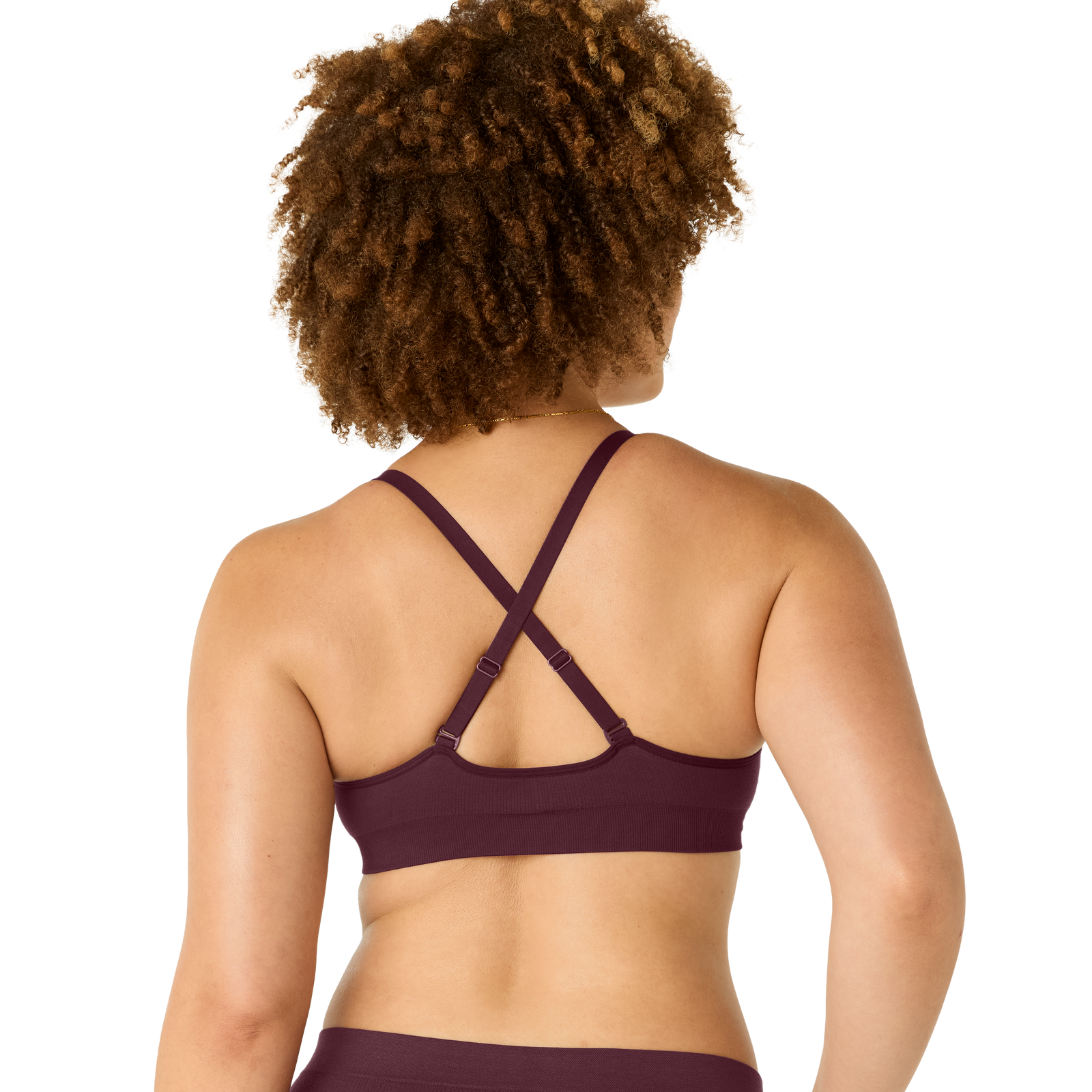 Women's Ribbed Seamless Triangle Bralette - burgundy WO2 [7665]