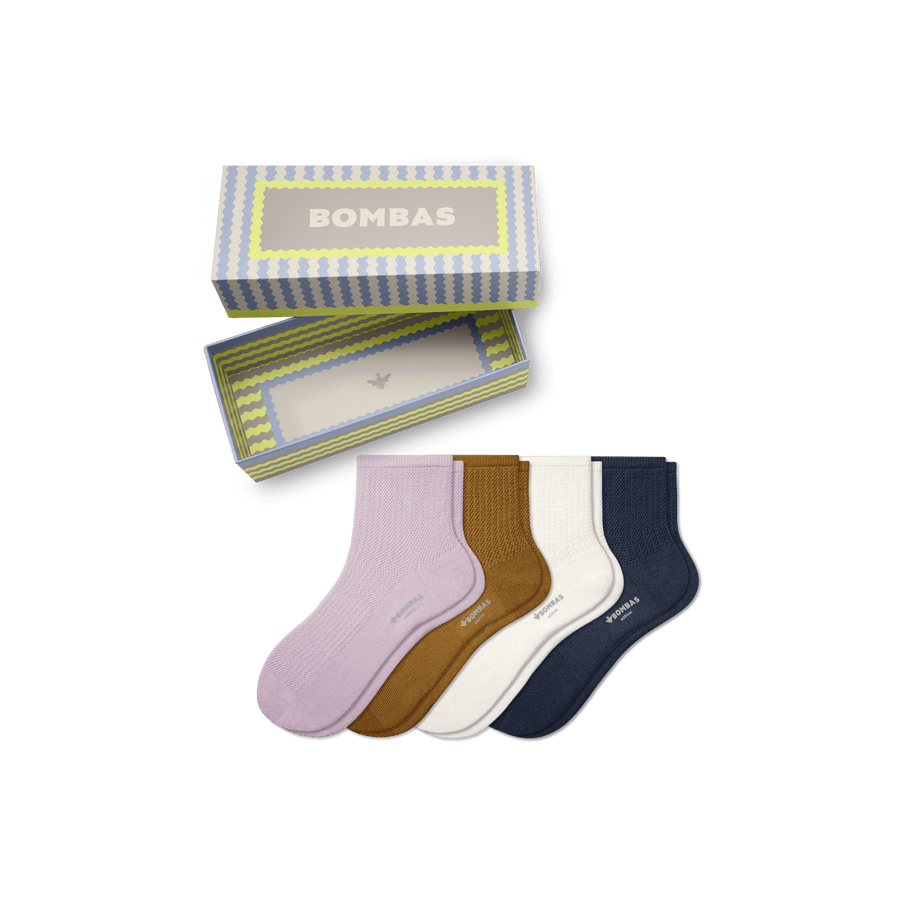 Women's Pointelle Quarter Sock 4-Pack Gift Box - Party Ready