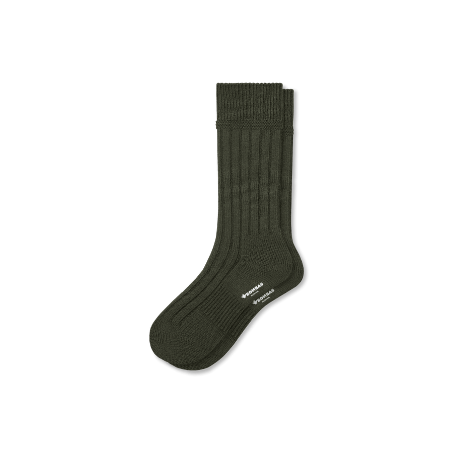 Men's Merino Cashmere Blend Rib Calf Socks - Weekend Court Rotation