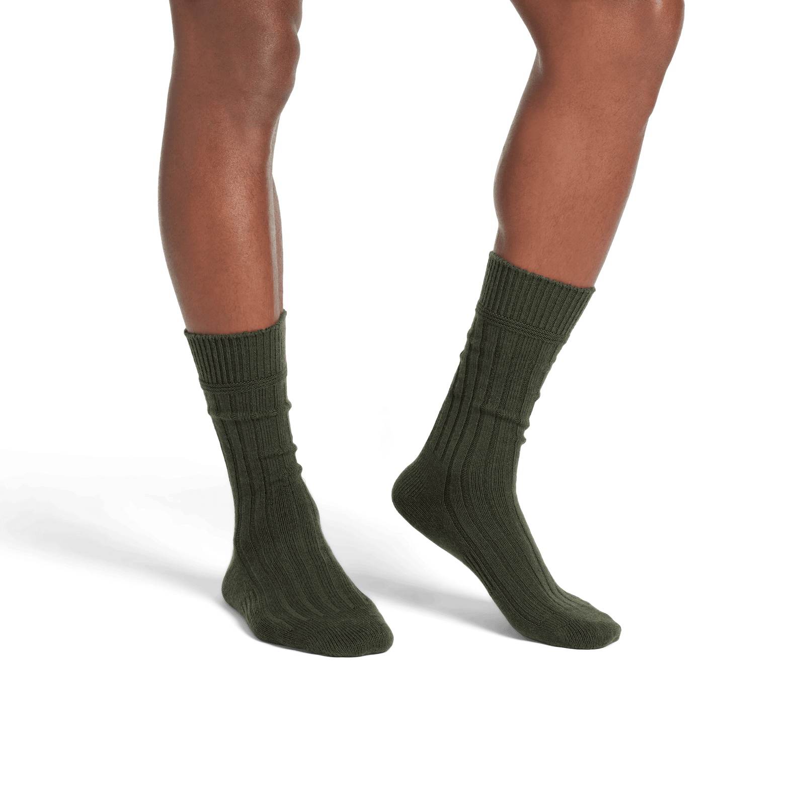 Merino Cashmere Blend Calf Socks - Dark Olive MO2 [8155]