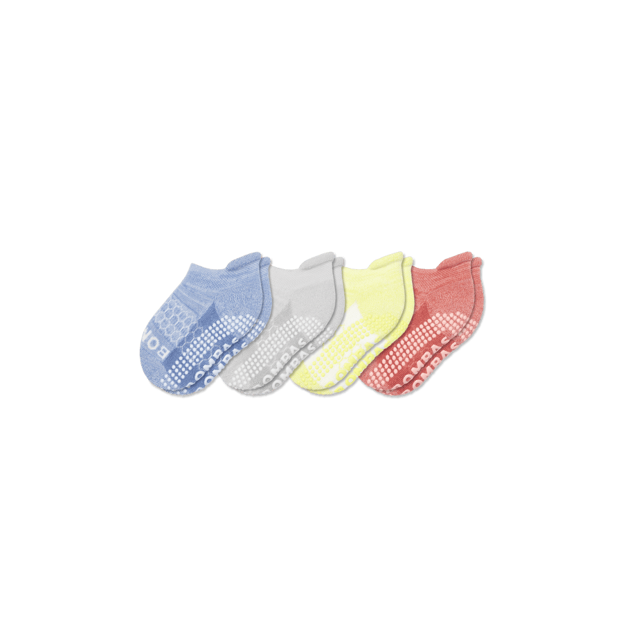 Toddler Two Tone Gripper Ankle Sock 4-Pack - Smooth Travel Move