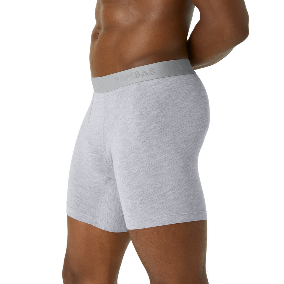 Cotton Modal Blend Boxer Brief - Classic Fly - Medium Heather Grey MO2 [8470]