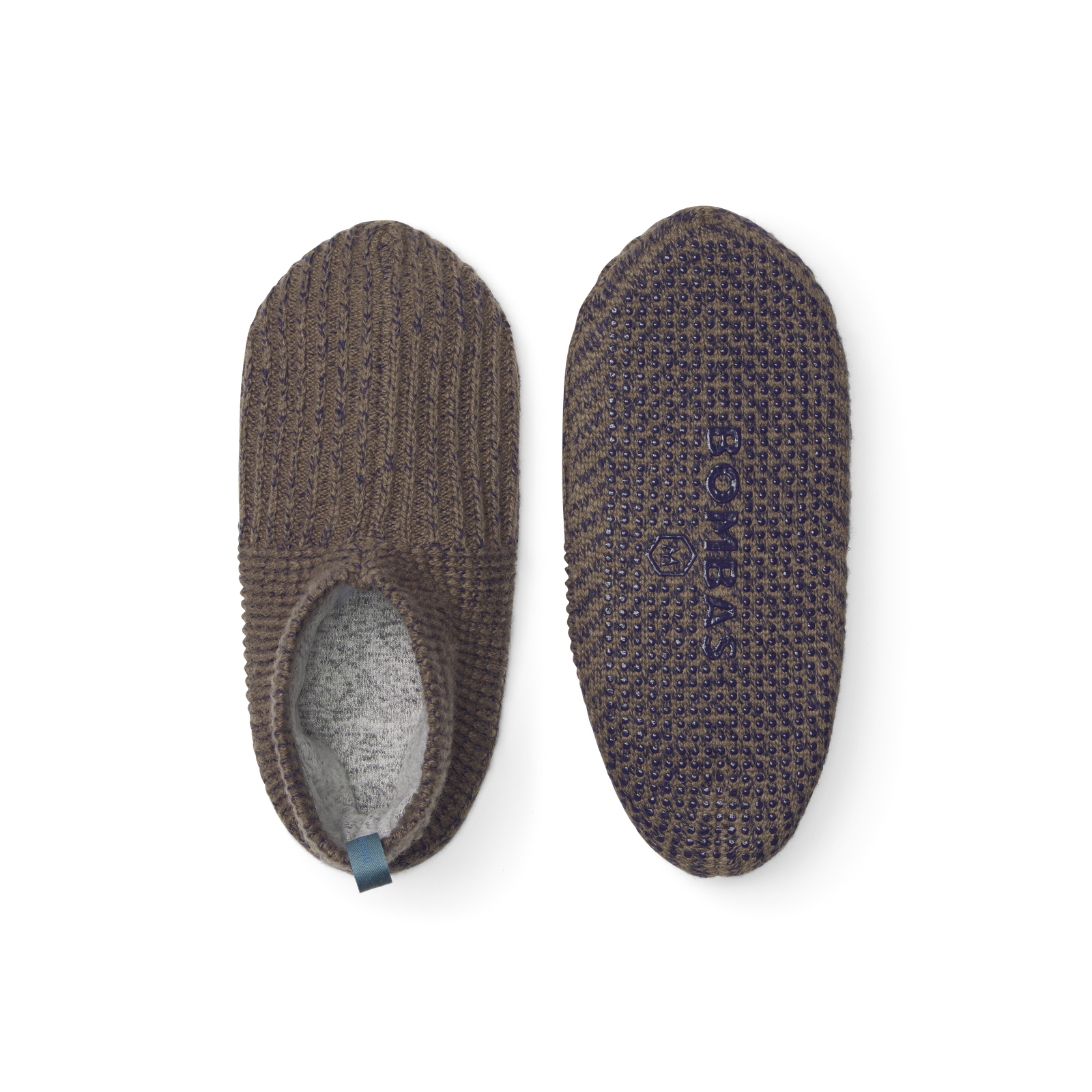 Adult Marl Tuck Stitch Gripper Slipper OAKMOSS-NAVY-layflat-1-transparent