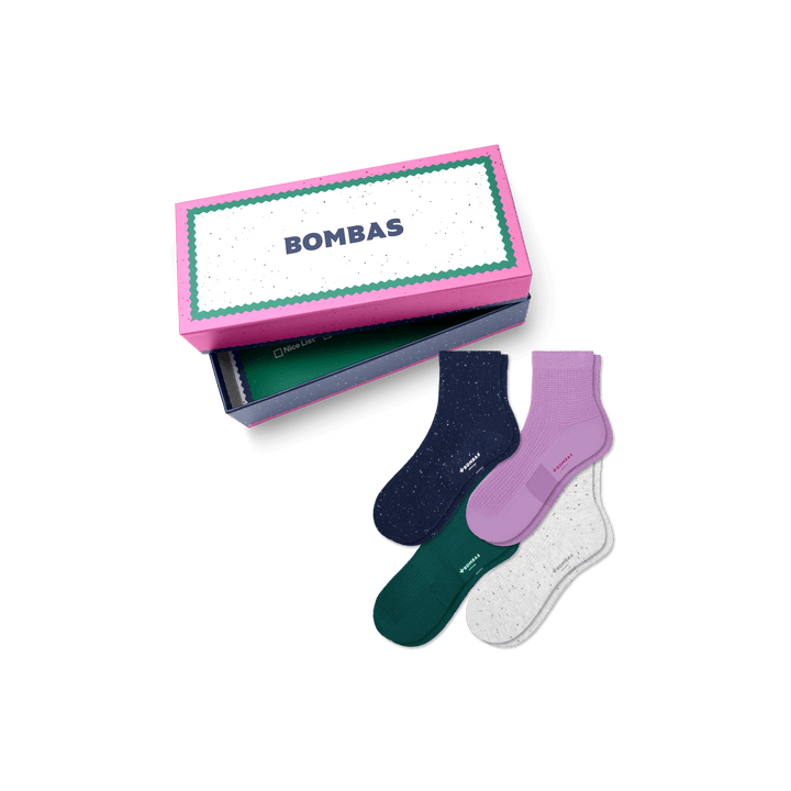 Lightweight Texture Quarter Socks - violet grey mix