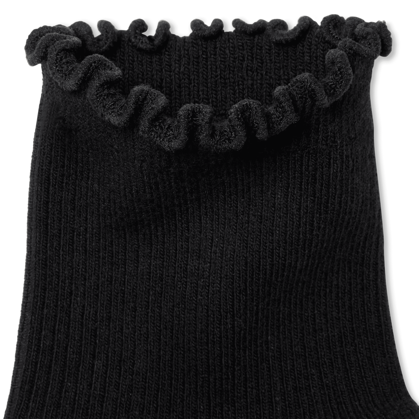 Women's Frilly Rib Quarter Socks - Black Detail [8562]