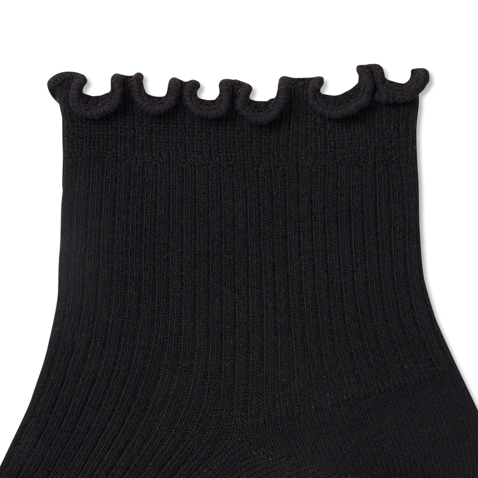 Ruffle Rib Quarter Socks - black Detail [8562]