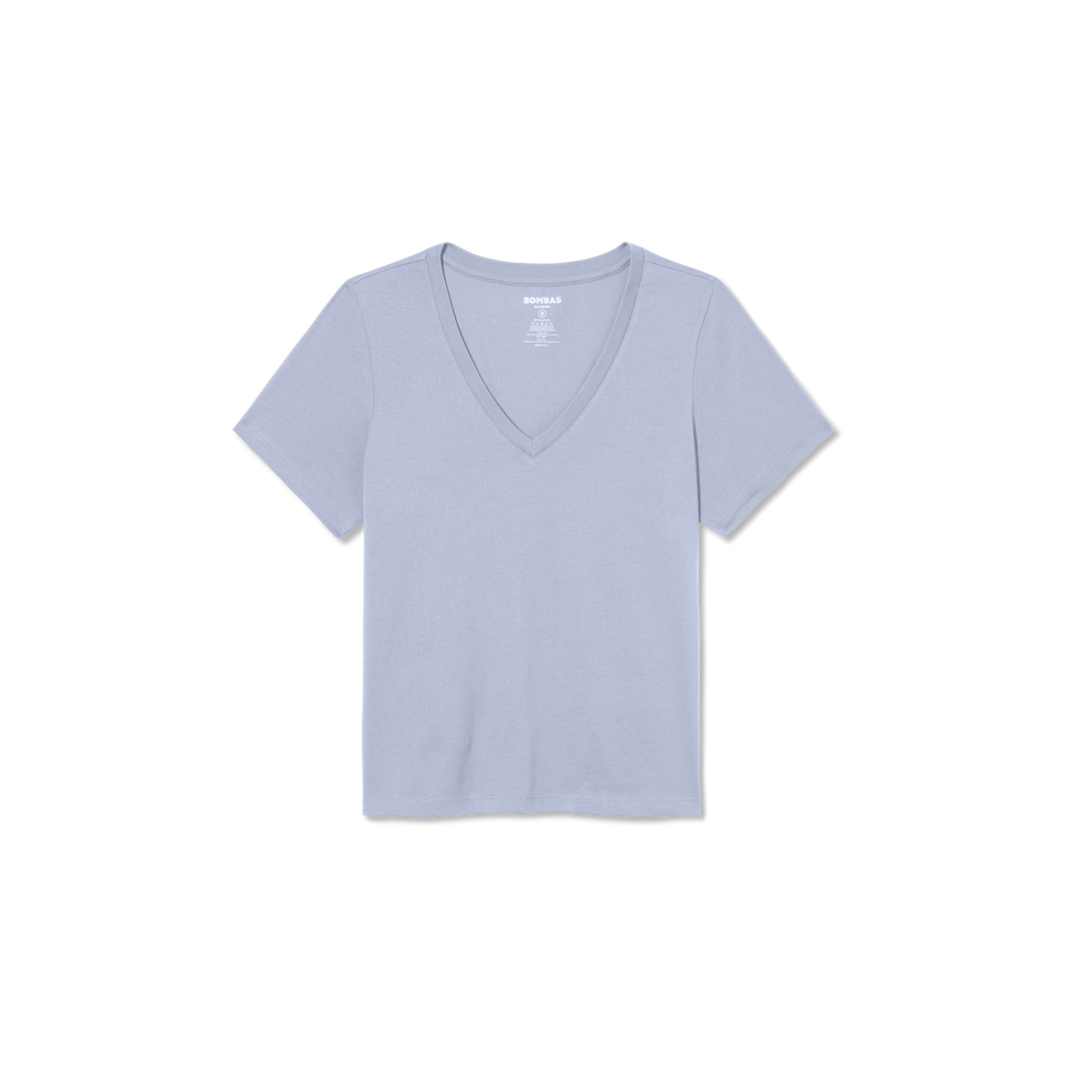 Women's Pima Cotton V-Neck T-Shirt - Skysail Blue L [8738]