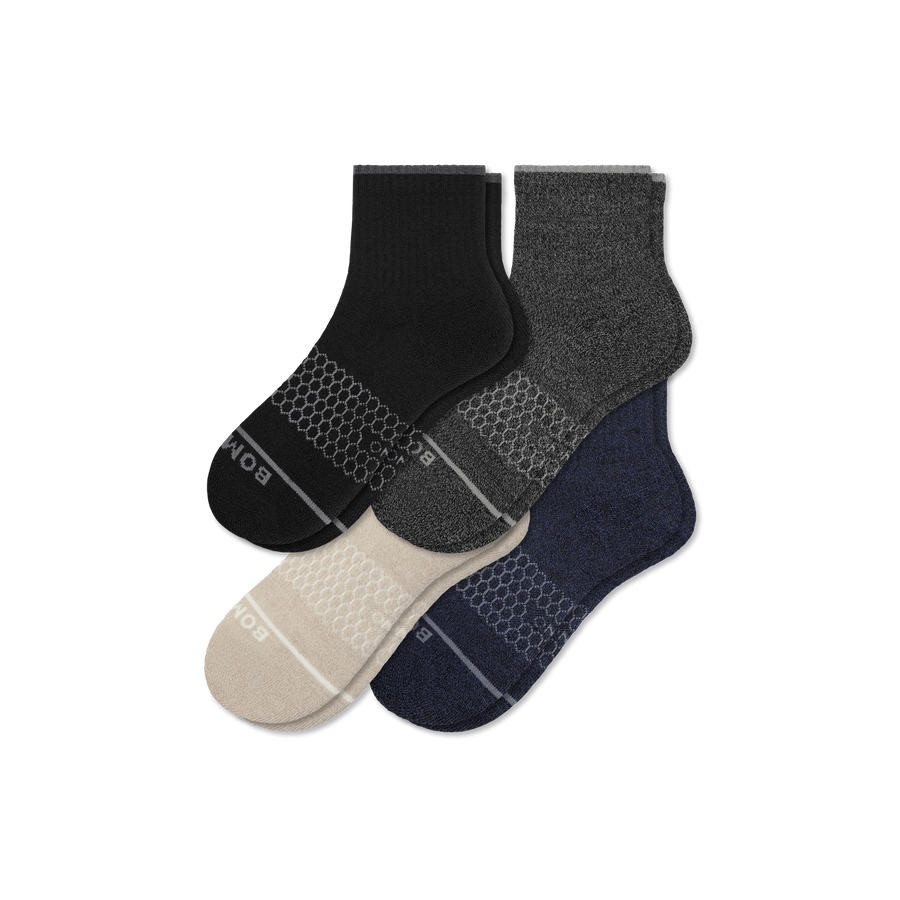 Men's Merino Wool Blend Quarter Sock 4-Pack - Fresh Travel Support