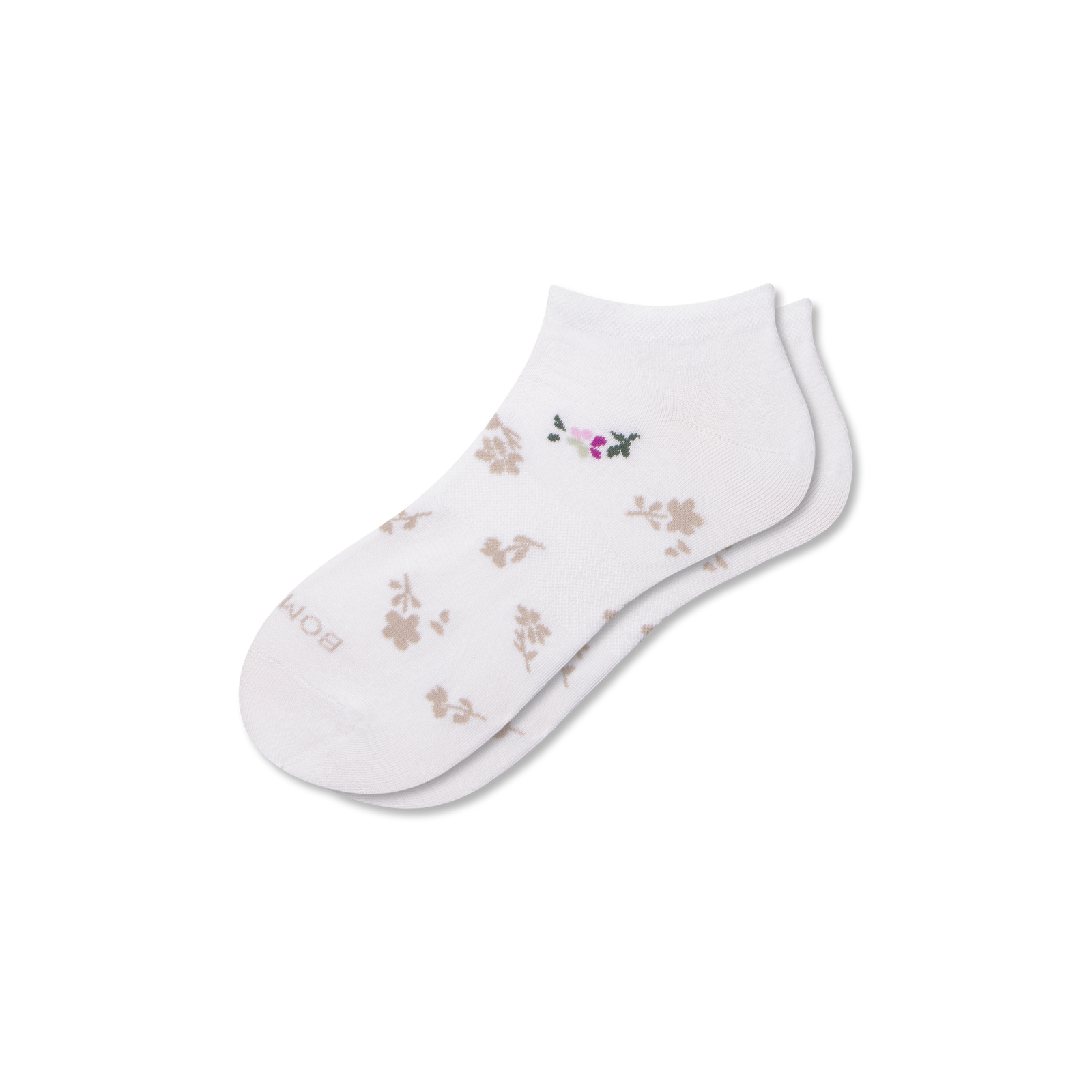 Floral Lightweight Ankle Socks - White L [8836]