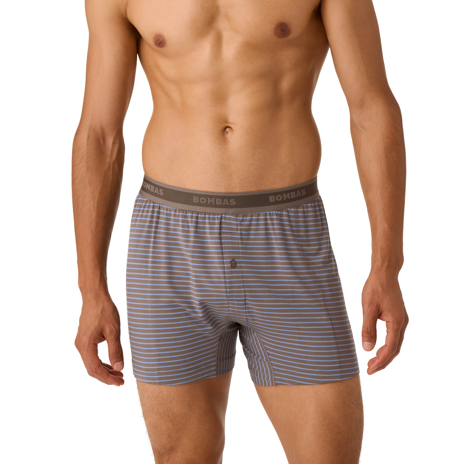 Men's Soft Flex Slim Boxer Short - Mushroom Grey / Oyster Blue Stripe MO1 [8968]