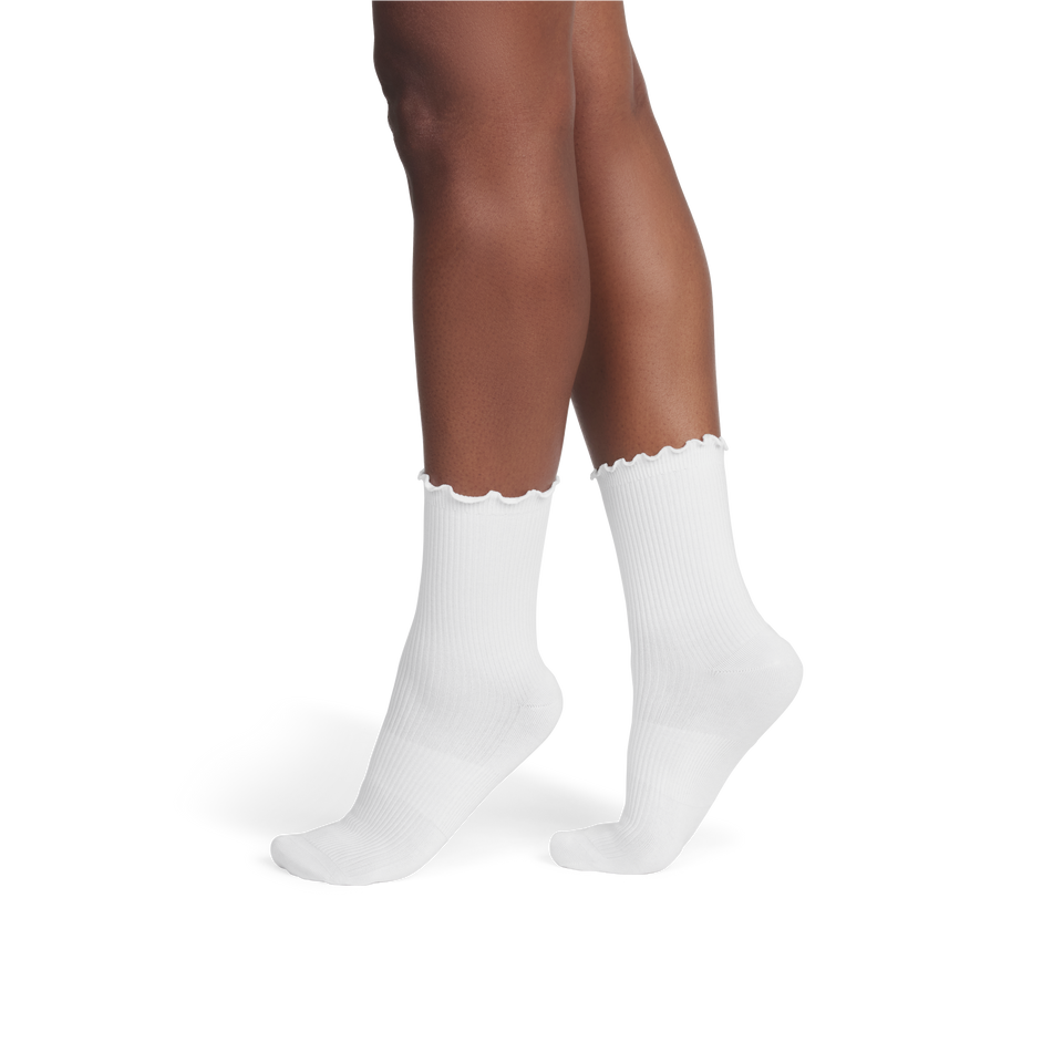 Ruffle Rib Half Calf - White WO2 [9285]