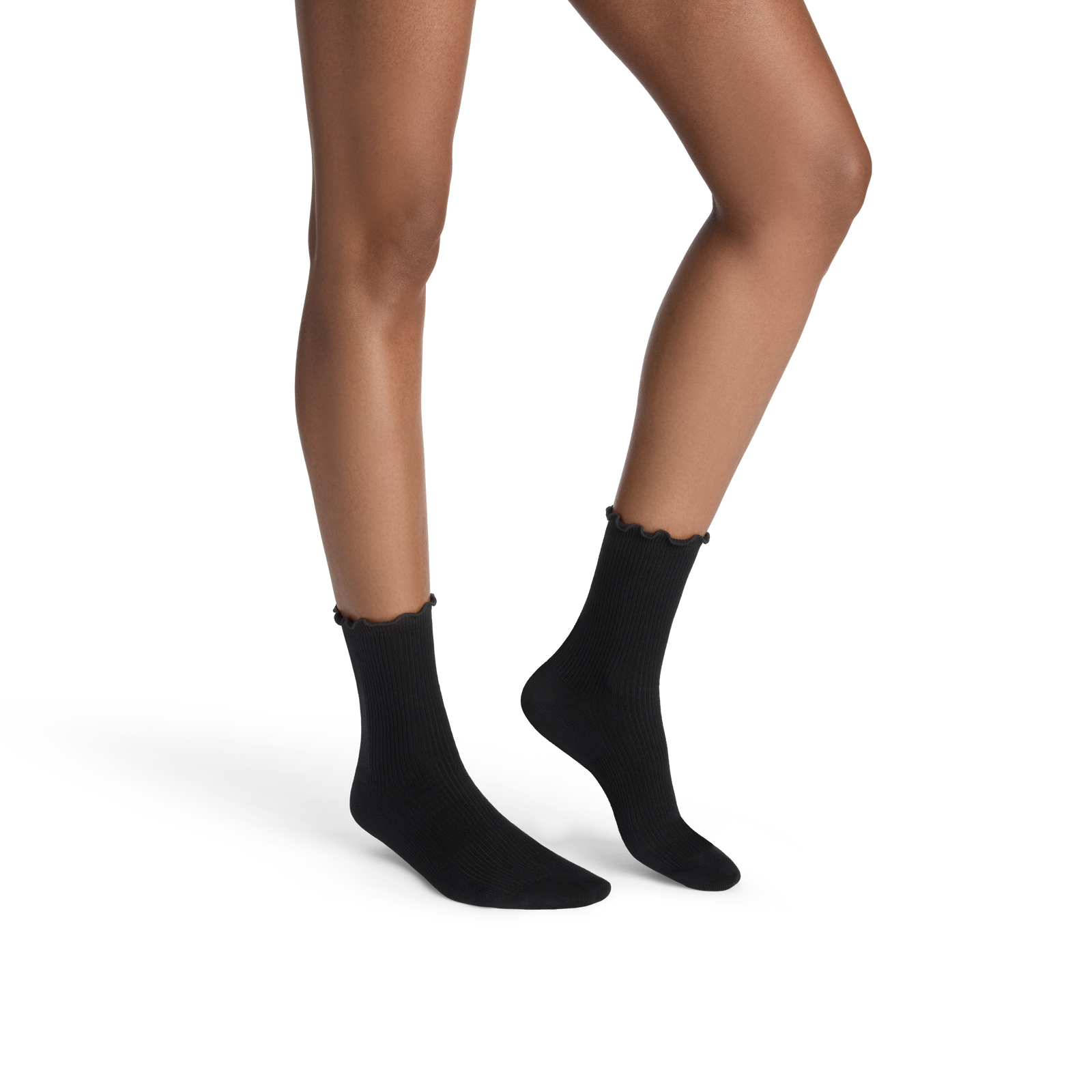 Ruffle Rib Half Calf Sock - black WO1 [9385]