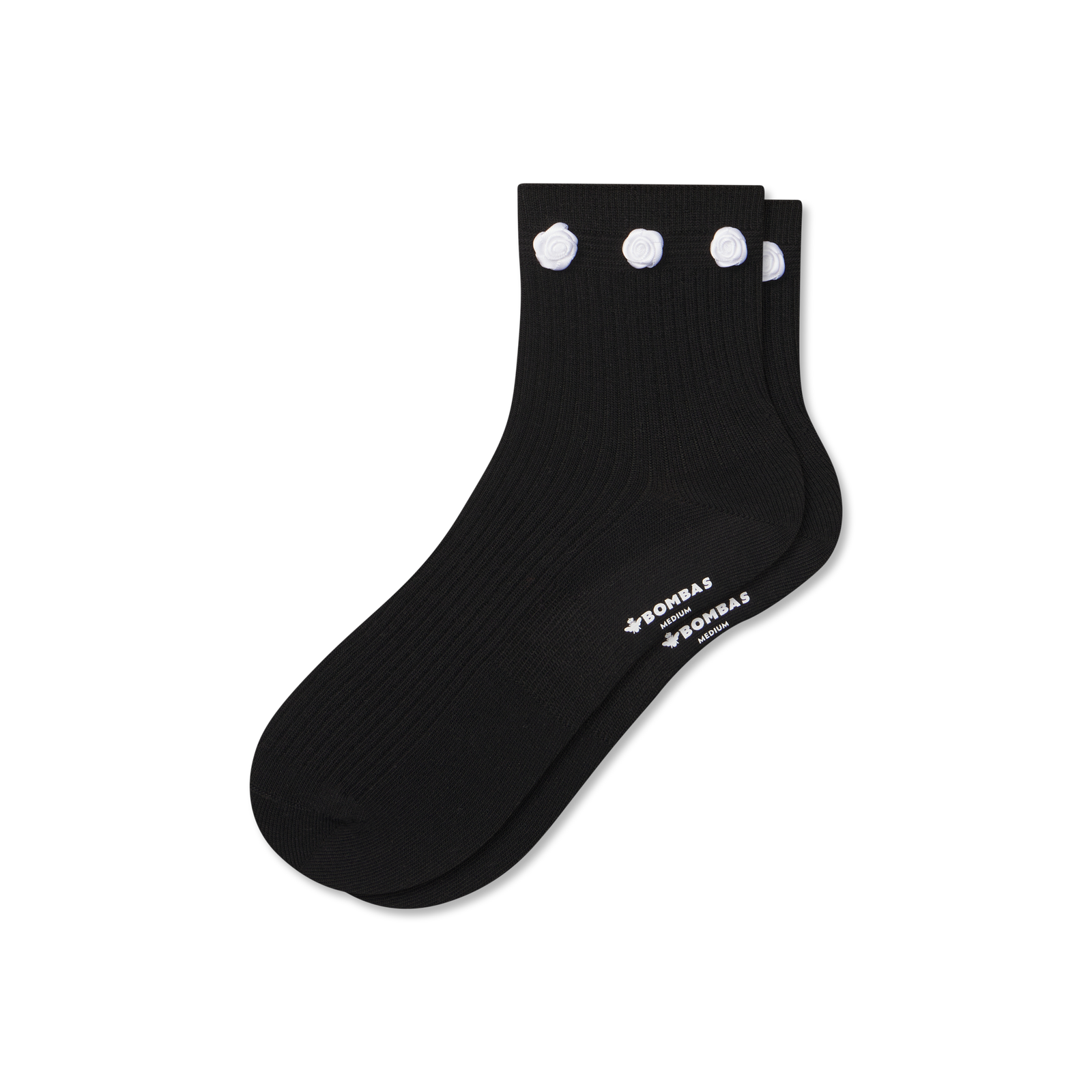 Lightweight Rosette Quarter Socks - Black L [9368]