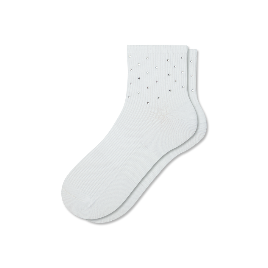 Women’s Rhinestone Rib Quarter Socks - Soft Studio Wear