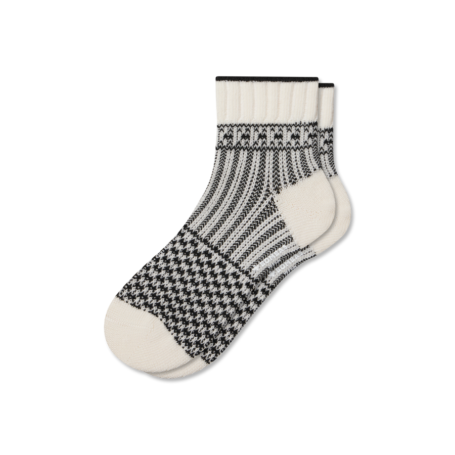 Women's Merino Wool Blend Sweater Quarter Socks - Breathable Lounge Step