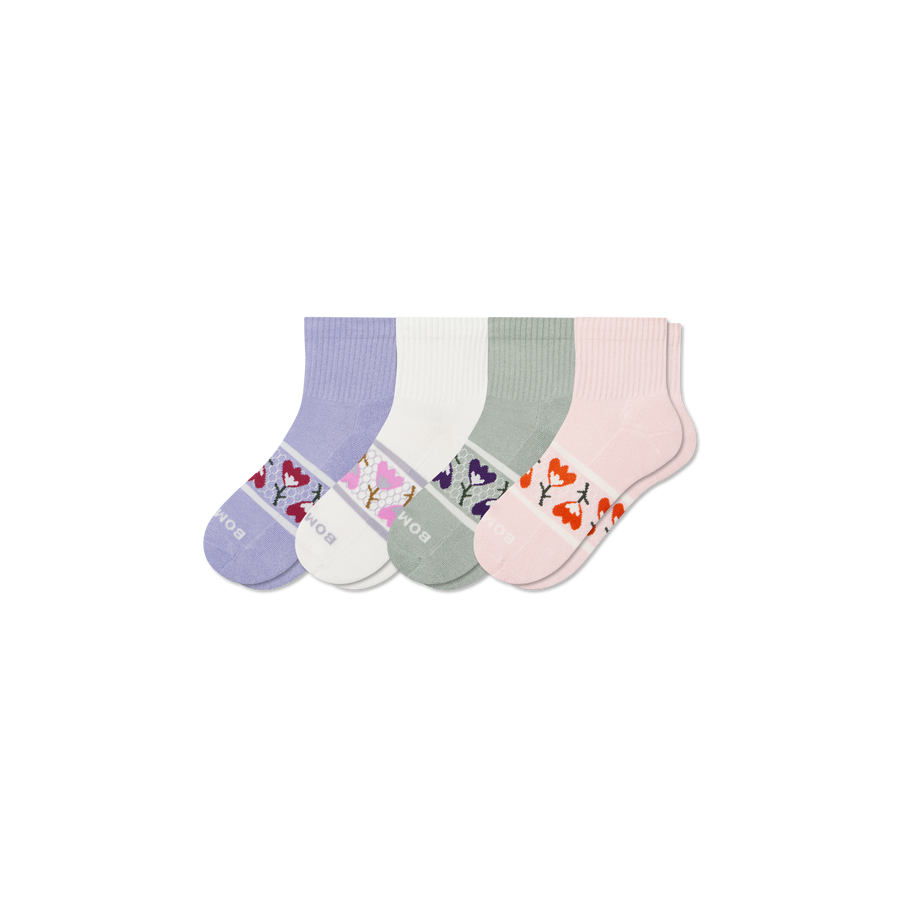 Women's Garden Party Quarter Sock 4-Pack - Light Ankle Step