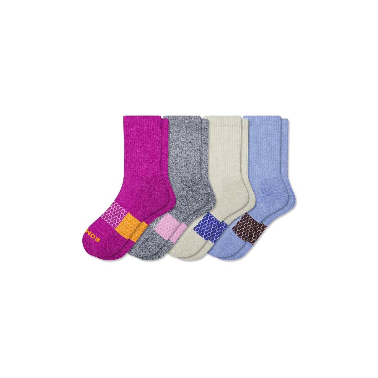 Marl Half Calf Sock 4-Pack - Pink Blue Mix L [9077]