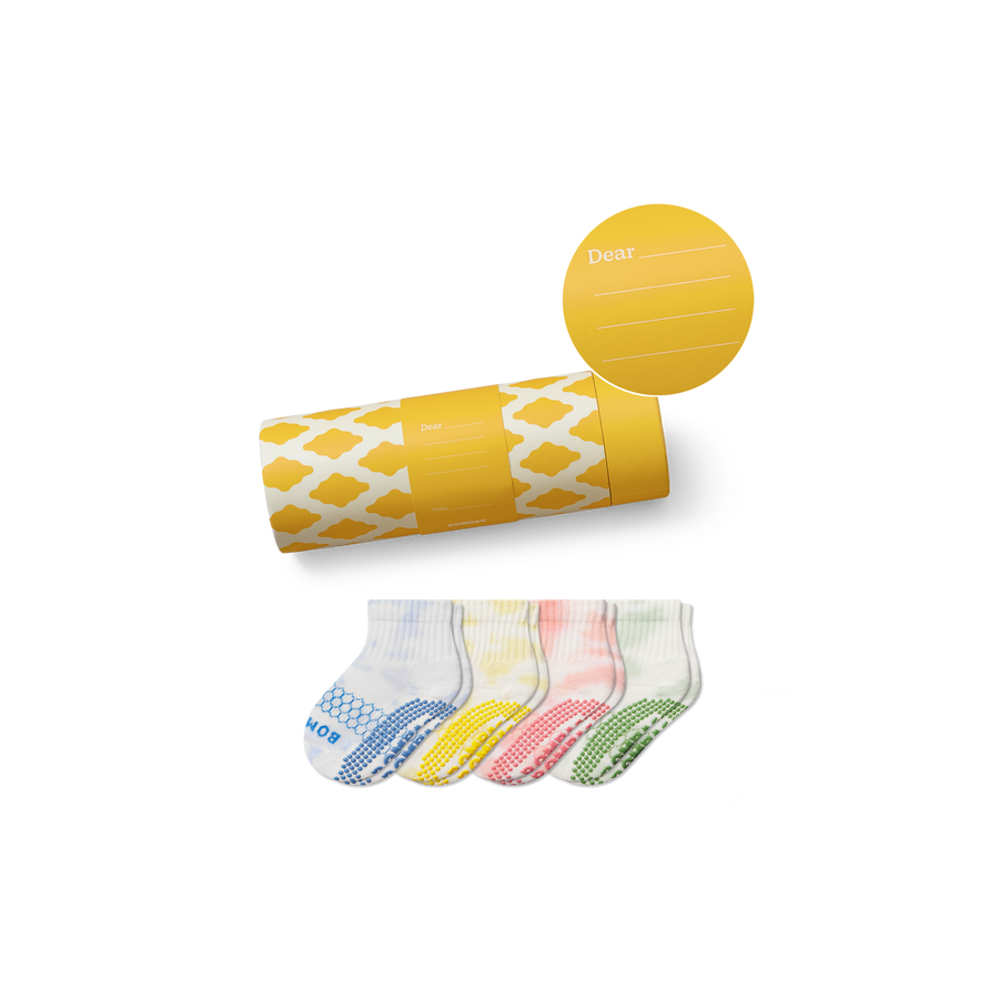Toddler Celebration Gripper Calf Sock 4-Pack Gift Box - Clean Drawer Storage