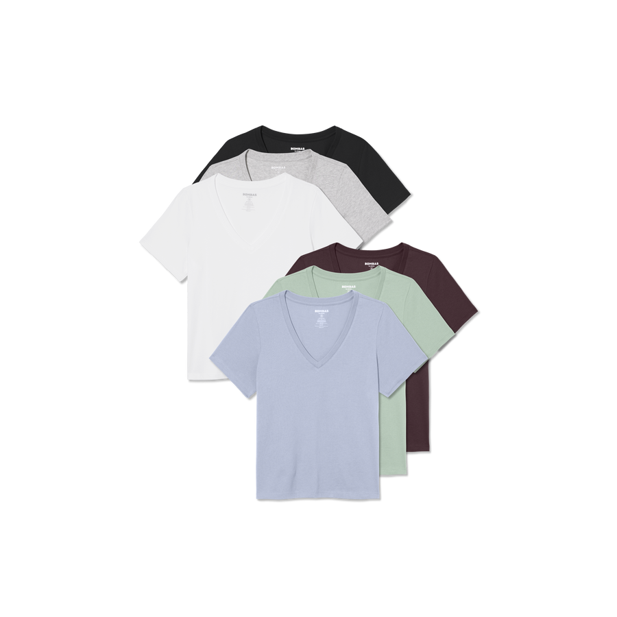 Women's Pima Cotton V-Neck T-Shirt 6-Pack - Soft Cotton