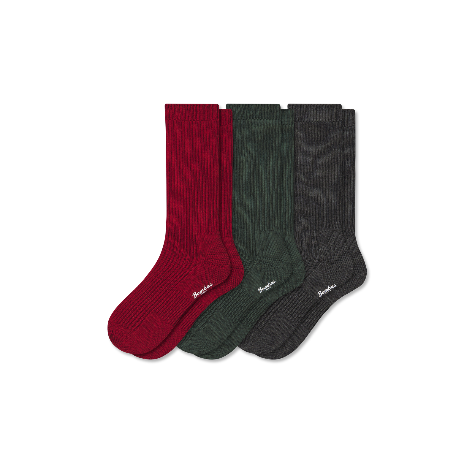 Men's Merino Cashmere Blend Calf Sock 3-Pack - Balsam Red Mix L