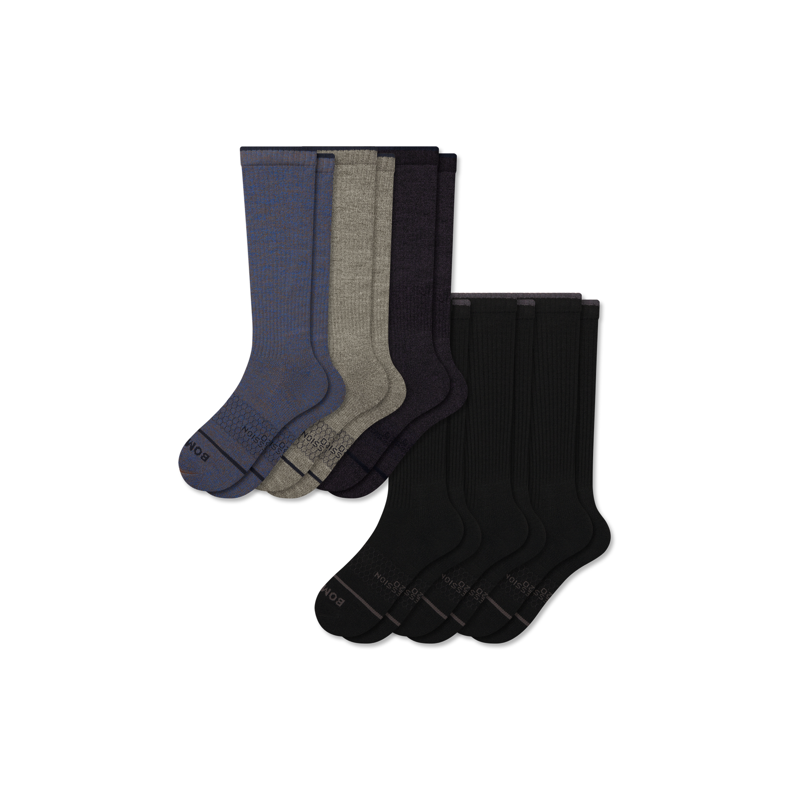 Merino Wool Blend Everyday Compression Sock 6-Pack (15-20mmHg) - Black Cocoa Mix L