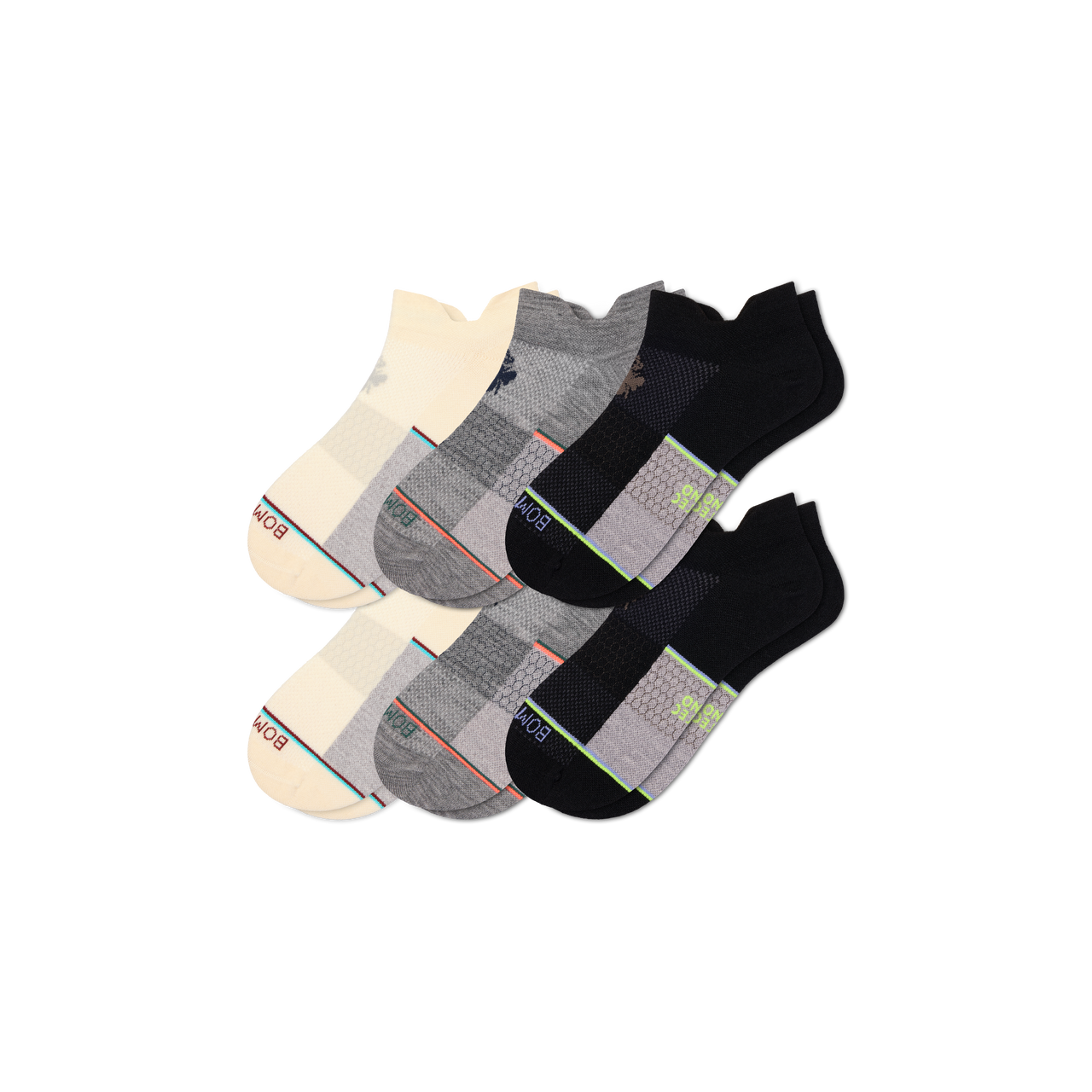 UltraLite Sport Merino Wool Blend Ankle Sock 6-Pack - black grey mix L