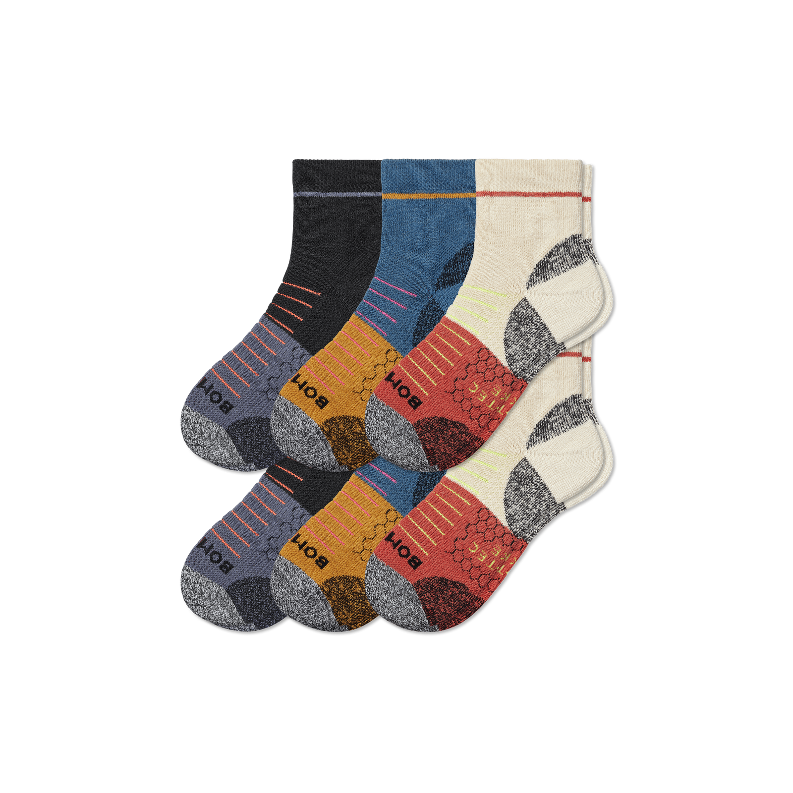 Men's Hiking Quarter Sock 6-Pack - black husk mix
