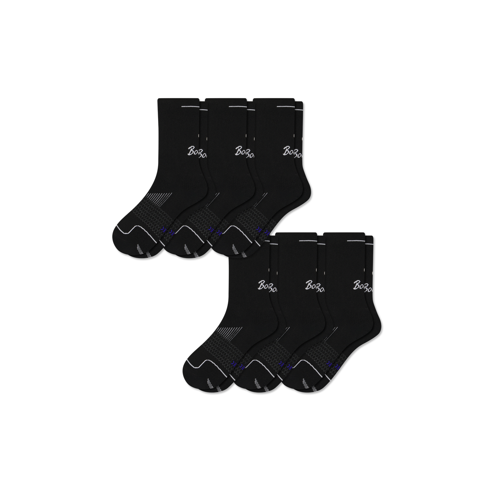 Women's Running Half Calf Sock 6-Pack - black mix L