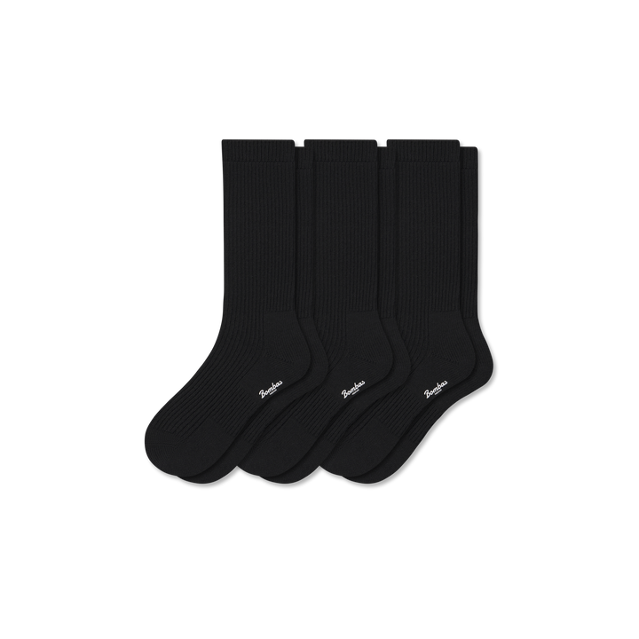 Men's Merino Cashmere Blend Calf Sock 3-Pack - Black Mix L