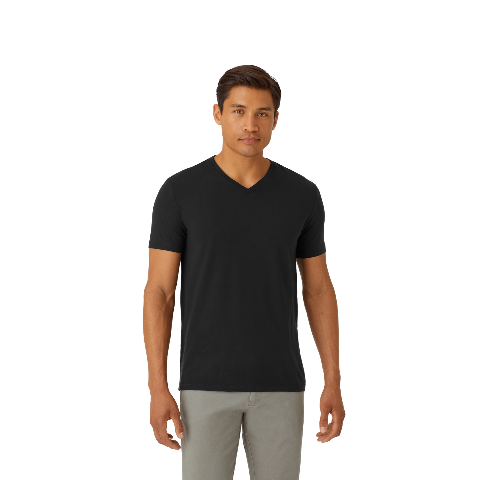 Pima Cotton V-Neck T-Shirt Black MO1