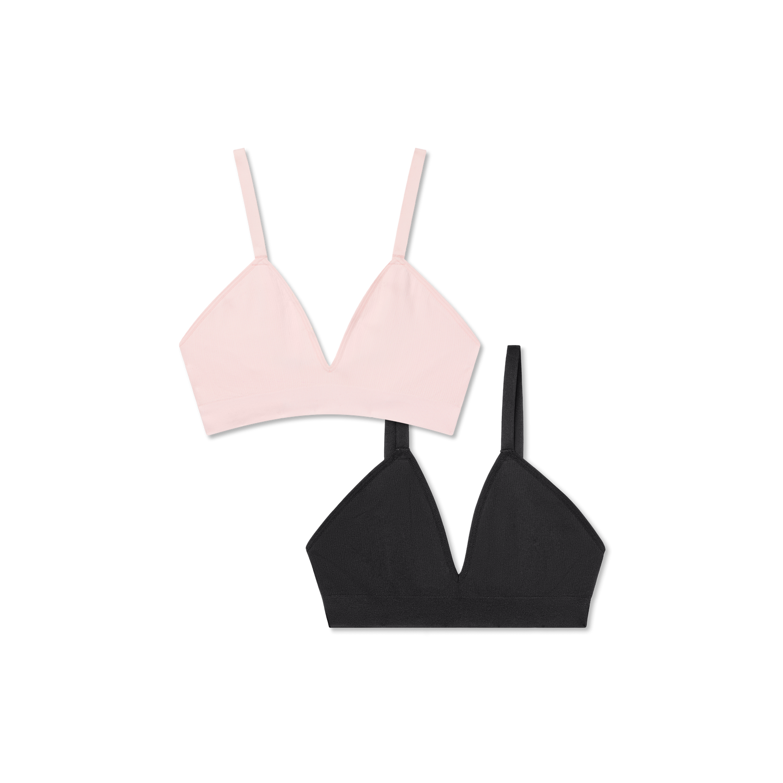 Women's Seamless Triangle Bralette 2-Pack - Blush Black Pack L