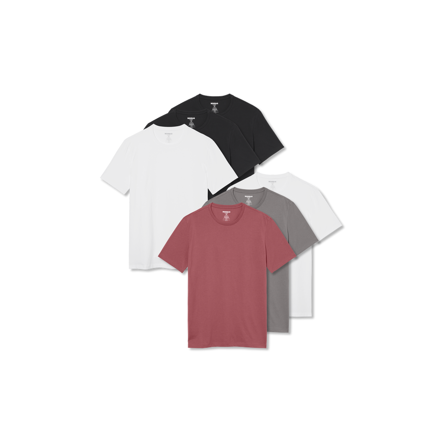Men's Pima Cotton Slim Crew Neck T-Shirt 6-Pack - Modern Crew Style